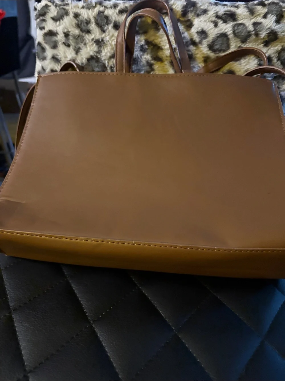 Women's Tan Quilted Crossbody Bag
